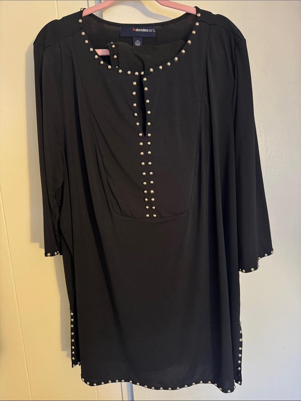Denim 24/7 Black Tunic with Silver Stud Detailing
